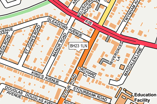 BH23 1LN map - OS OpenMap – Local (Ordnance Survey)