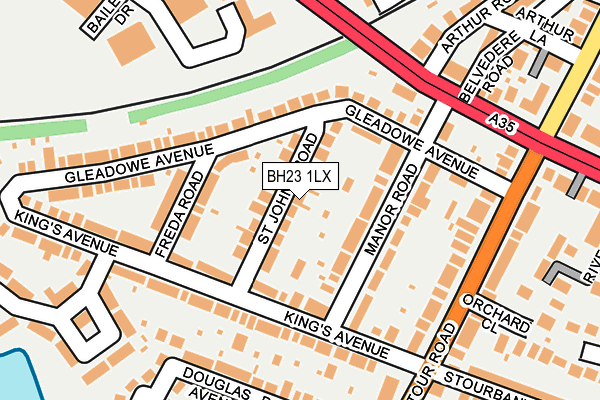 BH23 1LX map - OS OpenMap – Local (Ordnance Survey)