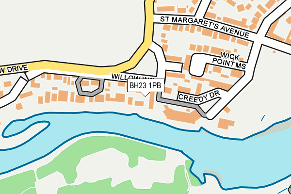 BH23 1PB map - OS OpenMap – Local (Ordnance Survey)
