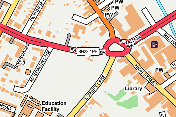BH23 1PE map - OS OpenMap – Local (Ordnance Survey)