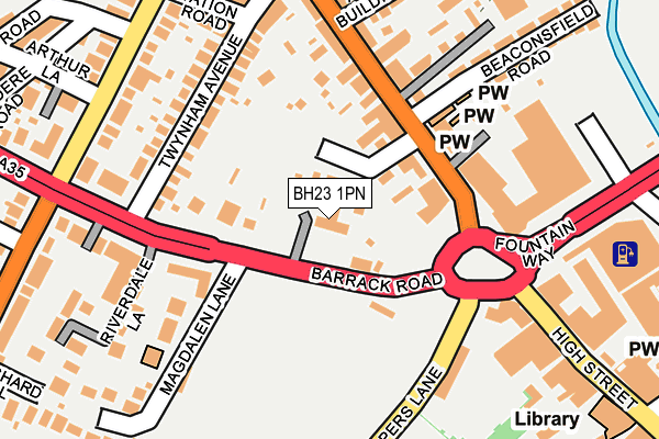 BH23 1PN map - OS OpenMap – Local (Ordnance Survey)