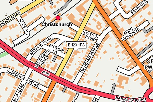 BH23 1PS map - OS OpenMap – Local (Ordnance Survey)