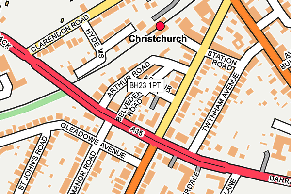 BH23 1PT map - OS OpenMap – Local (Ordnance Survey)