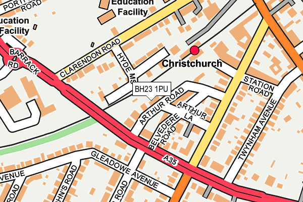 BH23 1PU map - OS OpenMap – Local (Ordnance Survey)