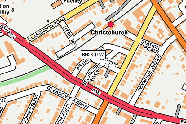 BH23 1PW map - OS OpenMap – Local (Ordnance Survey)