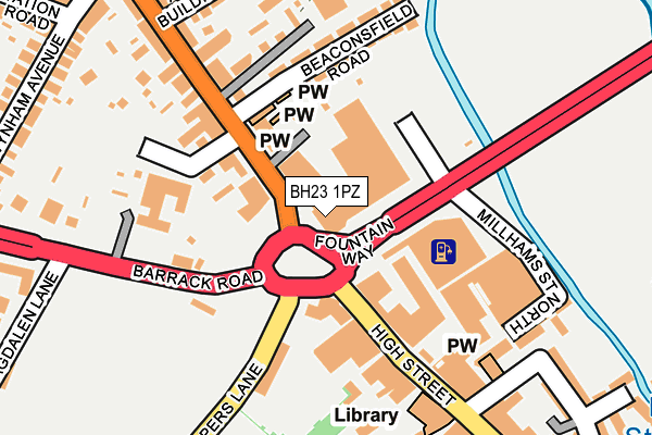 BH23 1PZ map - OS OpenMap – Local (Ordnance Survey)