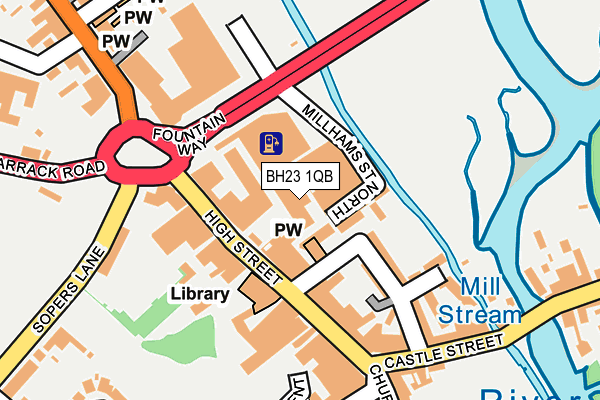 BH23 1QB map - OS OpenMap – Local (Ordnance Survey)