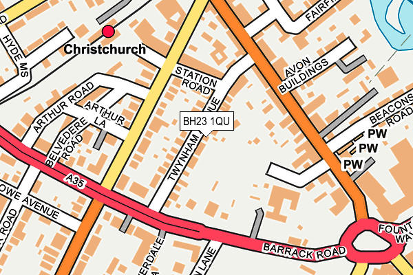 BH23 1QU map - OS OpenMap – Local (Ordnance Survey)