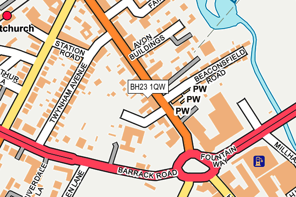 BH23 1QW map - OS OpenMap – Local (Ordnance Survey)