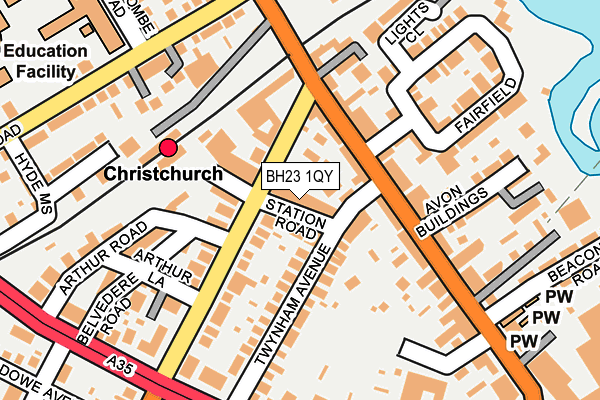 BH23 1QY map - OS OpenMap – Local (Ordnance Survey)