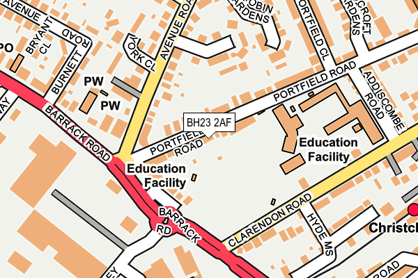 BH23 2AF map - OS OpenMap – Local (Ordnance Survey)