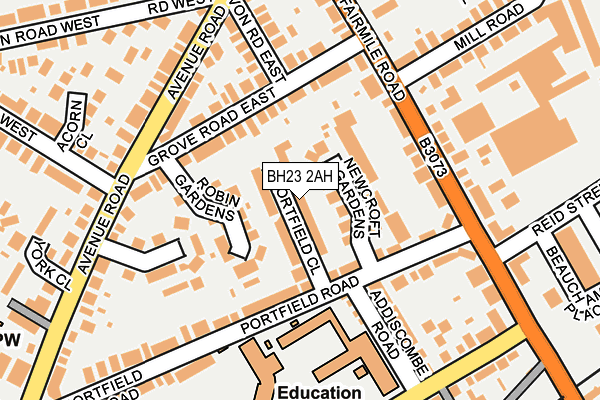 BH23 2AH map - OS OpenMap – Local (Ordnance Survey)
