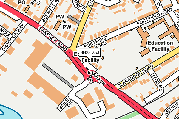 BH23 2AJ map - OS OpenMap – Local (Ordnance Survey)