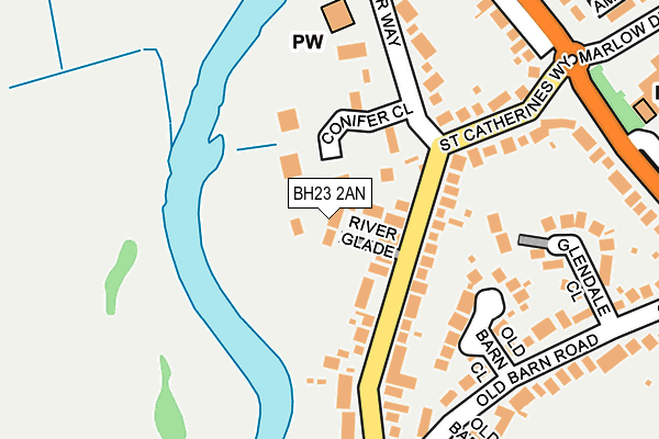 BH23 2AN map - OS OpenMap – Local (Ordnance Survey)