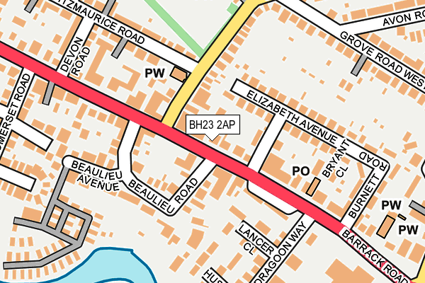 BH23 2AP map - OS OpenMap – Local (Ordnance Survey)