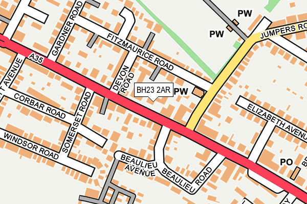 BH23 2AR map - OS OpenMap – Local (Ordnance Survey)