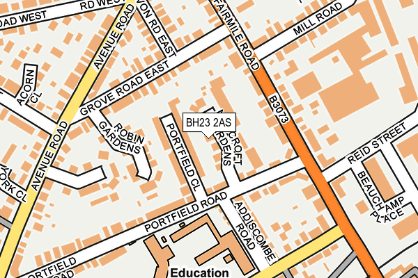 BH23 2AS map - OS OpenMap – Local (Ordnance Survey)