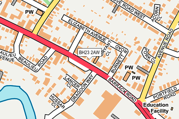 BH23 2AW map - OS OpenMap – Local (Ordnance Survey)