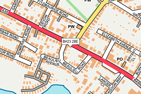 BH23 2BE map - OS OpenMap – Local (Ordnance Survey)