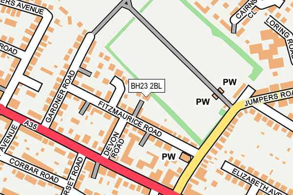BH23 2BL map - OS OpenMap – Local (Ordnance Survey)