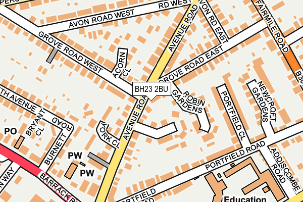 BH23 2BU map - OS OpenMap – Local (Ordnance Survey)