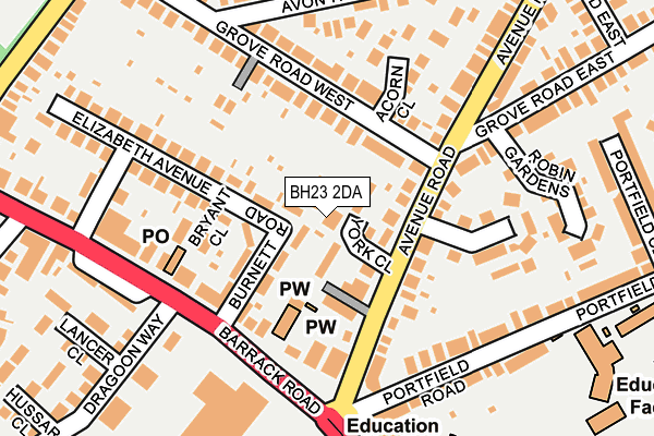 BH23 2DA map - OS OpenMap – Local (Ordnance Survey)