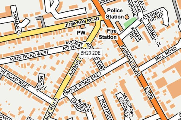 BH23 2DE map - OS OpenMap – Local (Ordnance Survey)