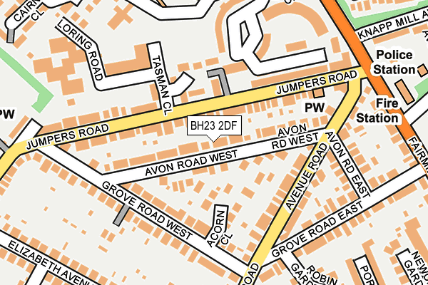 BH23 2DF map - OS OpenMap – Local (Ordnance Survey)