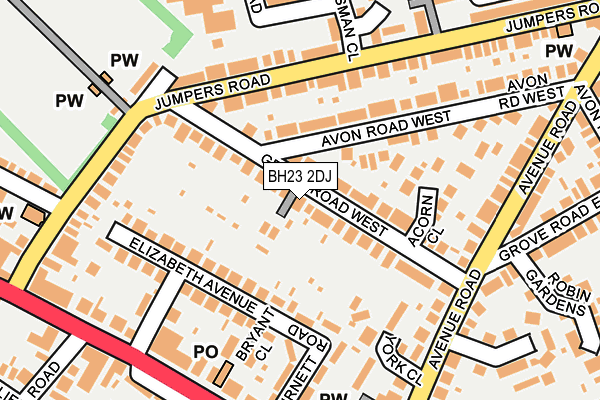 BH23 2DJ map - OS OpenMap – Local (Ordnance Survey)