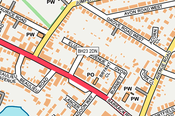BH23 2DN map - OS OpenMap – Local (Ordnance Survey)