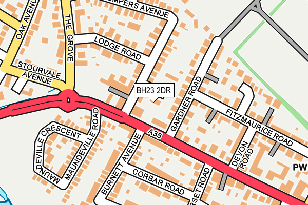 BH23 2DR map - OS OpenMap – Local (Ordnance Survey)