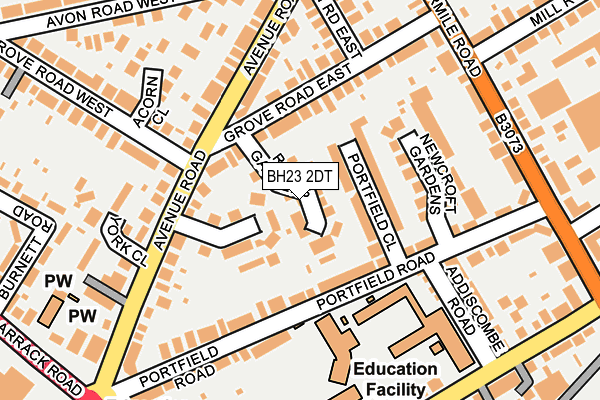 BH23 2DT map - OS OpenMap – Local (Ordnance Survey)