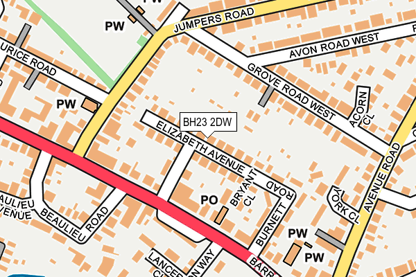 BH23 2DW map - OS OpenMap – Local (Ordnance Survey)