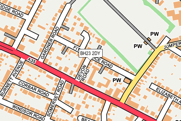 BH23 2DY map - OS OpenMap – Local (Ordnance Survey)