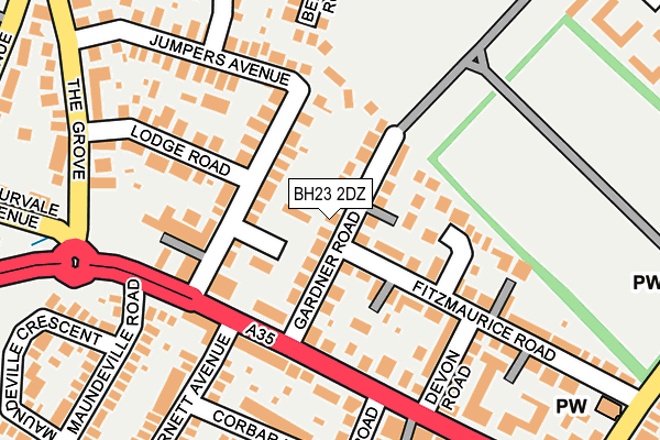 BH23 2DZ map - OS OpenMap – Local (Ordnance Survey)