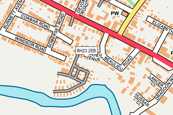 BH23 2EB map - OS OpenMap – Local (Ordnance Survey)