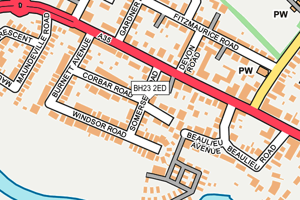 BH23 2ED map - OS OpenMap – Local (Ordnance Survey)