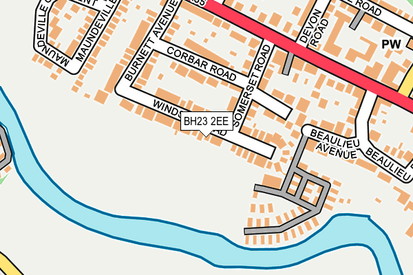 BH23 2EE map - OS OpenMap – Local (Ordnance Survey)
