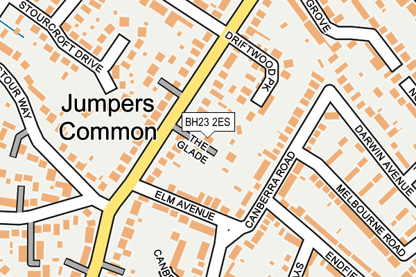 BH23 2ES map - OS OpenMap – Local (Ordnance Survey)