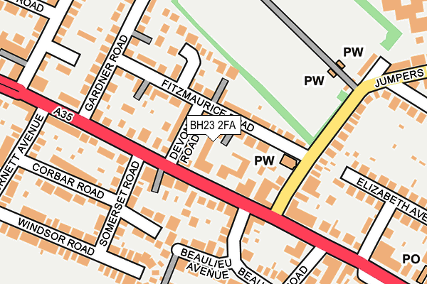 BH23 2FA map - OS OpenMap – Local (Ordnance Survey)