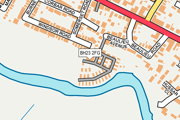 BH23 2FG map - OS OpenMap – Local (Ordnance Survey)