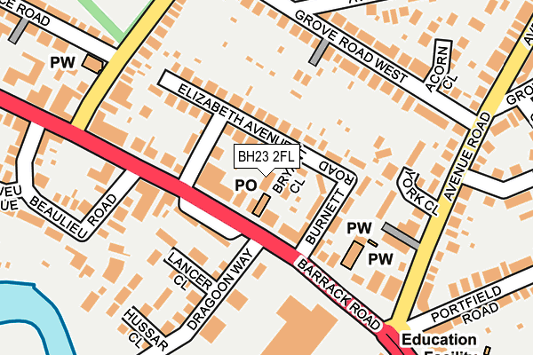 BH23 2FL map - OS OpenMap – Local (Ordnance Survey)