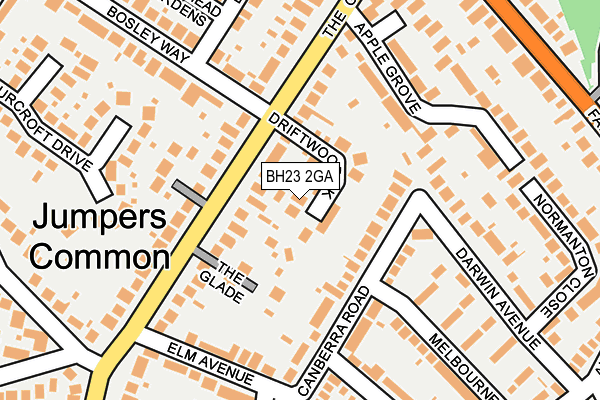 BH23 2GA map - OS OpenMap – Local (Ordnance Survey)