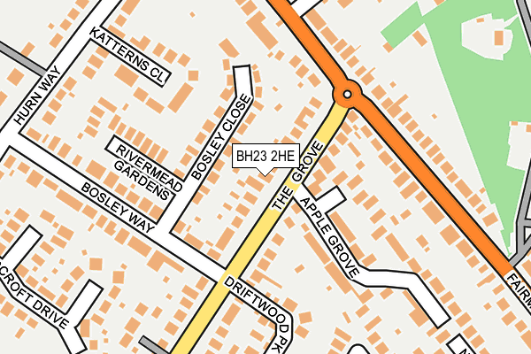 BH23 2HE map - OS OpenMap – Local (Ordnance Survey)