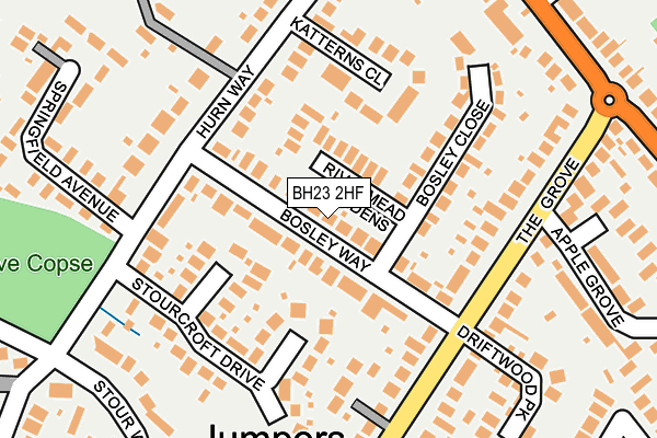 BH23 2HF map - OS OpenMap – Local (Ordnance Survey)