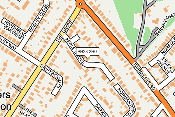 BH23 2HG map - OS OpenMap – Local (Ordnance Survey)