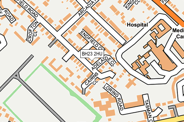 BH23 2HU map - OS OpenMap – Local (Ordnance Survey)