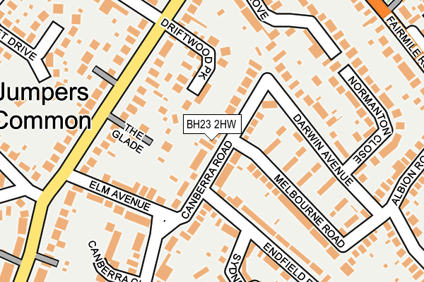 BH23 2HW map - OS OpenMap – Local (Ordnance Survey)