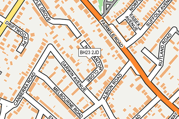 BH23 2JD map - OS OpenMap – Local (Ordnance Survey)
