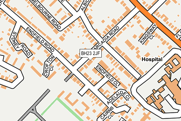 BH23 2JF map - OS OpenMap – Local (Ordnance Survey)